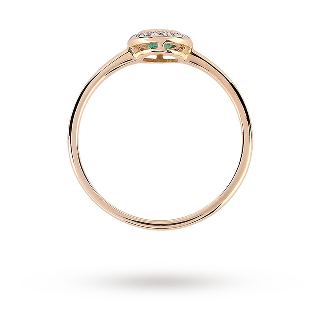Goldsmiths 9ct Yellow Gold Emerald And 0.06ct Diamond Ring