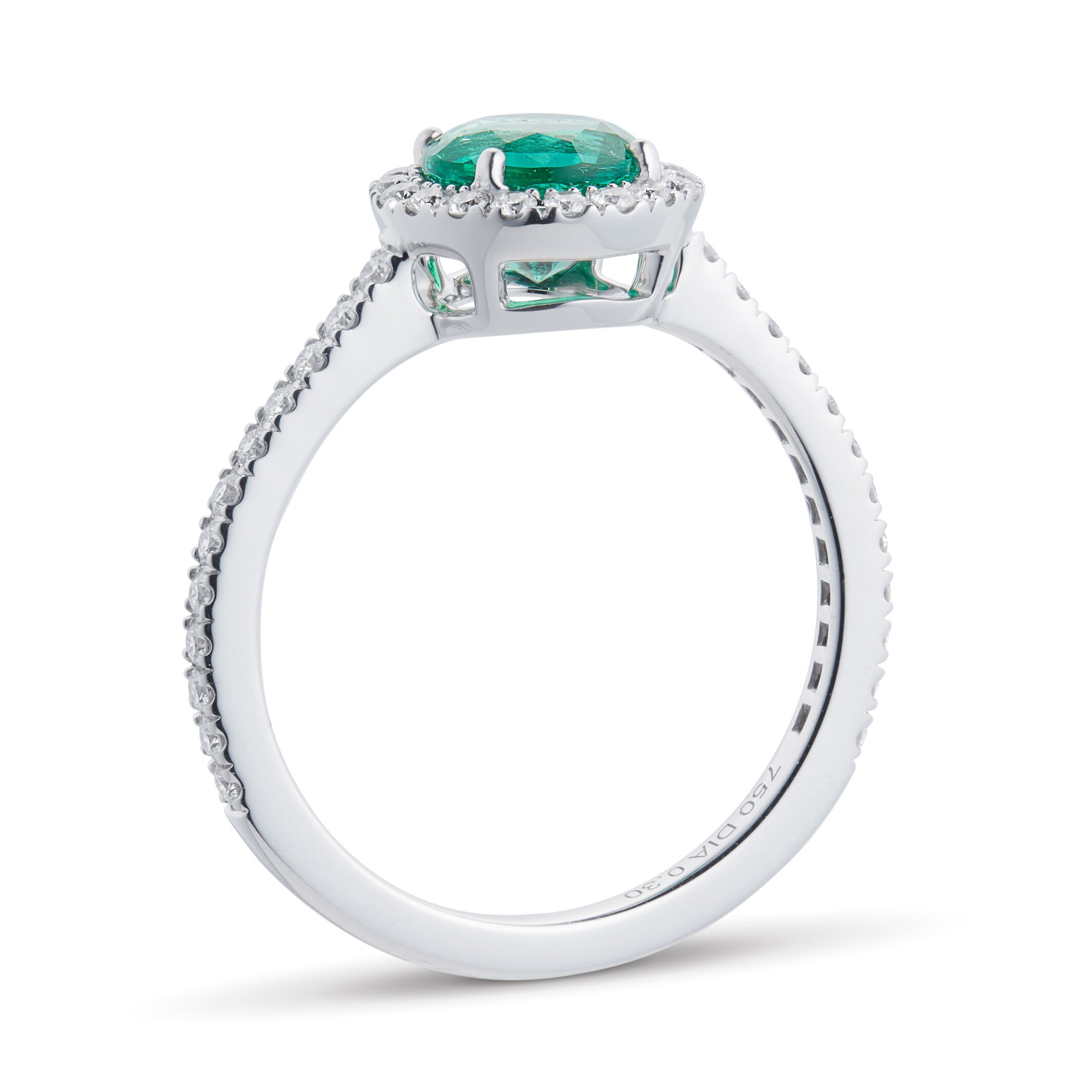 Mappin & Webb Carrington 18ct White Gold 6mm Emerald And 0.30cttw Diamond Ring Mappin & Webb Carrington 18ct White Gold 6mm Emerald And 0.30cttw Diamond Ring