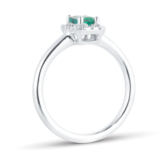 Mappin & Webb Amelia Platinum 0.40ct Emerald 0.14cttw Diamond Halo Engagement Ring