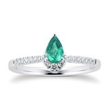Goldsmiths 9ct Pear Cut Emerald & Diamond Ring