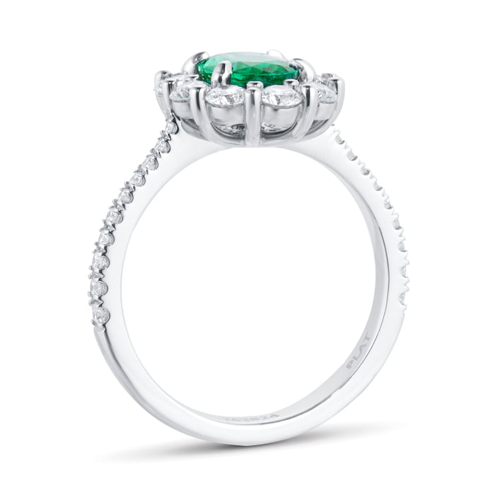 Mappin & Webb Platinum 1.00cttw Emerald & 0.86cttw Diamond Halo Diamond Ring