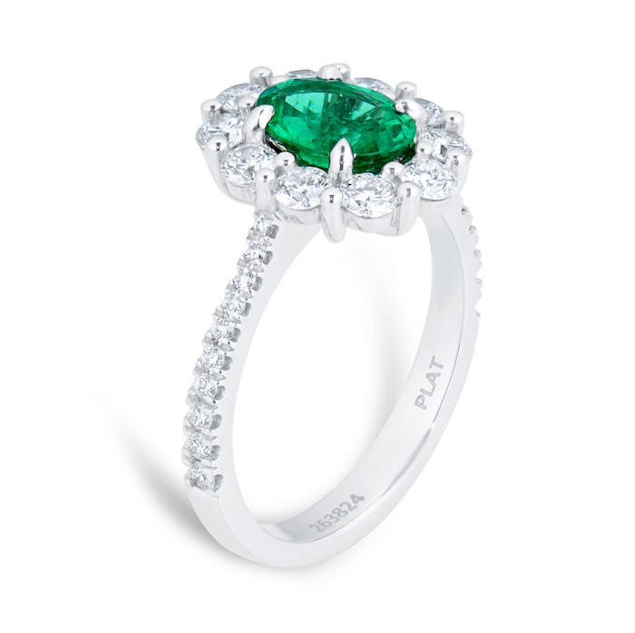 Mappin & Webb Platinum 1.00cttw Emerald & 0.86cttw Diamond Halo Diamond Ring