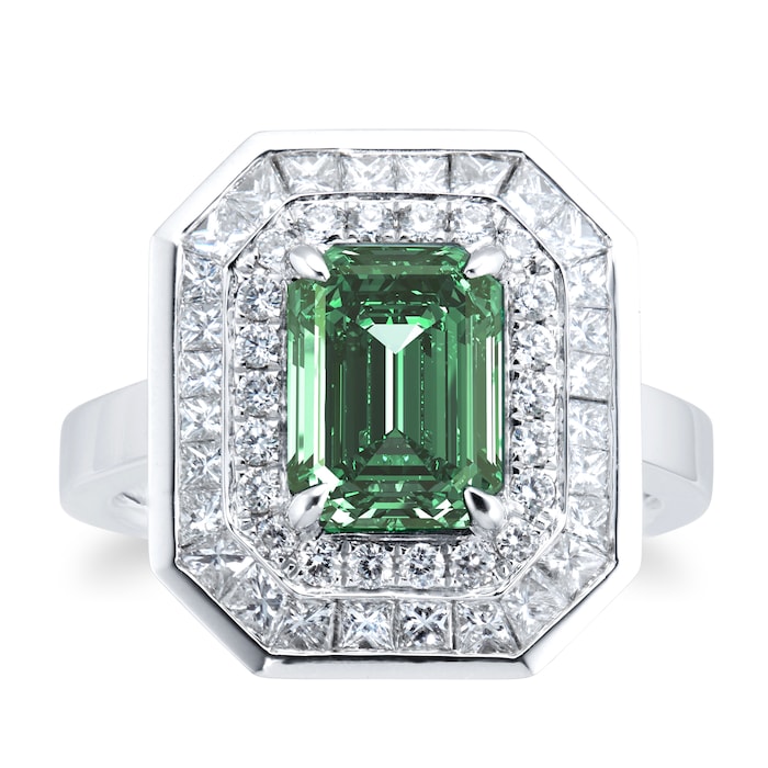 Mappin & Webb Platinum Emerald Cut 2.25ct Emerald & 1.20cttw Diamond Ring
