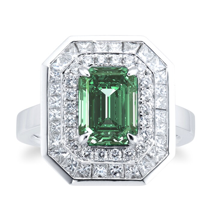 Mappin & Webb Platinum Emerald Cut 2.25ct Emerald & 1.20cttw Diamond Ring - Ring Size N