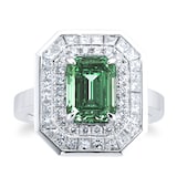 Mappin & Webb Platinum Emerald Cut 2.25ct Emerald & 1.20cttw Diamond Ring - Ring Size N