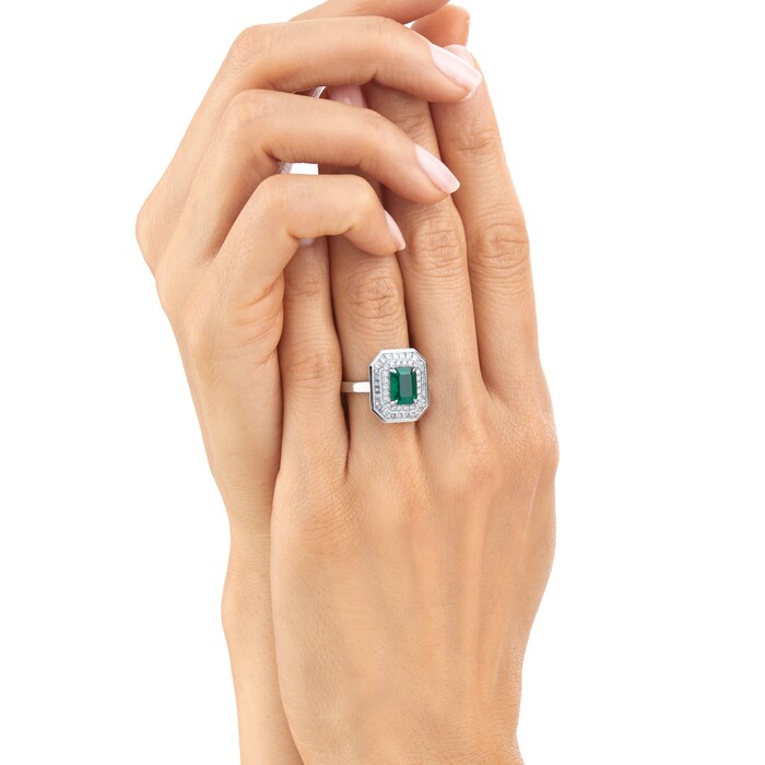 Mappin & Webb Platinum Emerald Cut 2.25ct Emerald & 1.20cttw Diamond Ring - Ring Size N