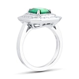 Mappin & Webb Platinum Emerald Cut 2.25ct Emerald & 1.20cttw Diamond Ring - Ring Size N