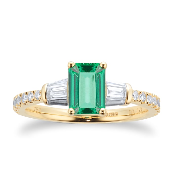 Goldsmiths 18ct Yellow Gold 0.44cttw Emerald Ring