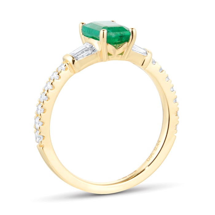 Goldsmiths 18ct Yellow Gold 0.44cttw Emerald Ring