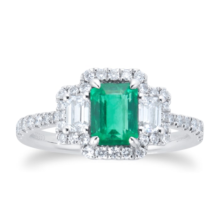 Mappin & Webb Amelia Platinum Emerald Cut Emerald & Diamond Ring