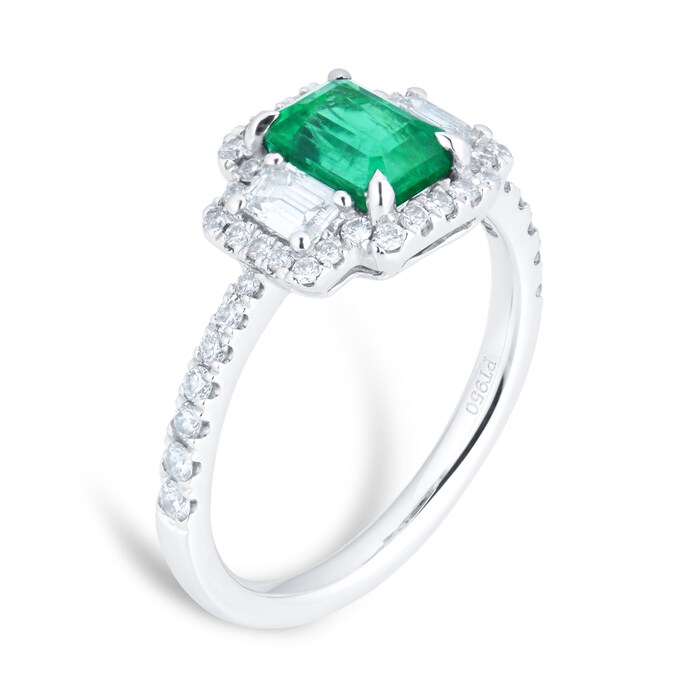 Mappin & Webb Amelia Platinum Emerald Cut Emerald & Diamond Ring