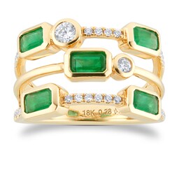 06190064 - Gossamer 18ct Yellow Gold Emerald & 0.28cttw Diamond Ring
