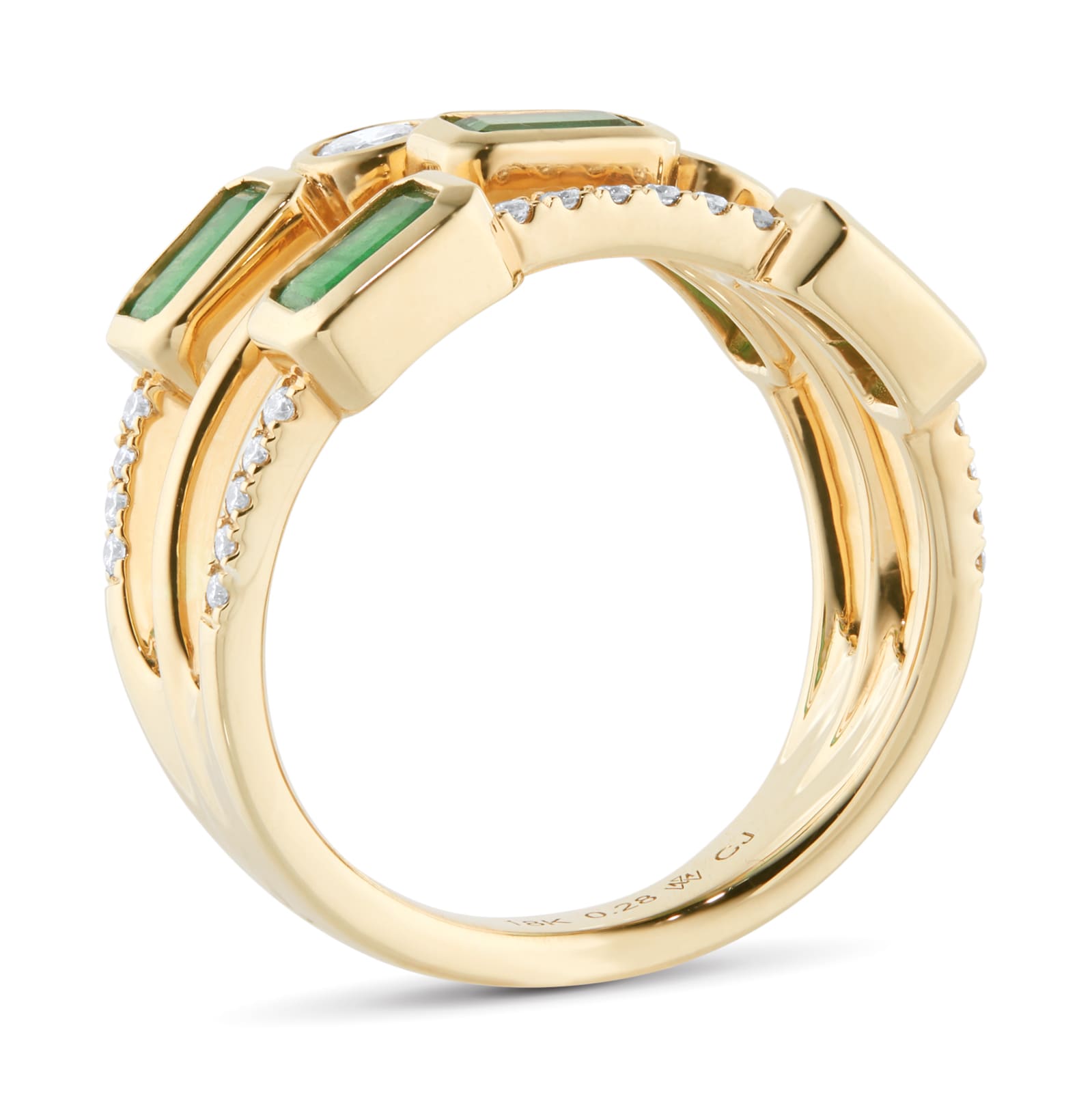 Mappin & Webb Gossamer 18ct Yellow Gold Emerald & 0.28cttw Diamond Ring Mappin & Webb Gossamer 18ct Yellow Gold Emerald & 0.28cttw Diamond Ring