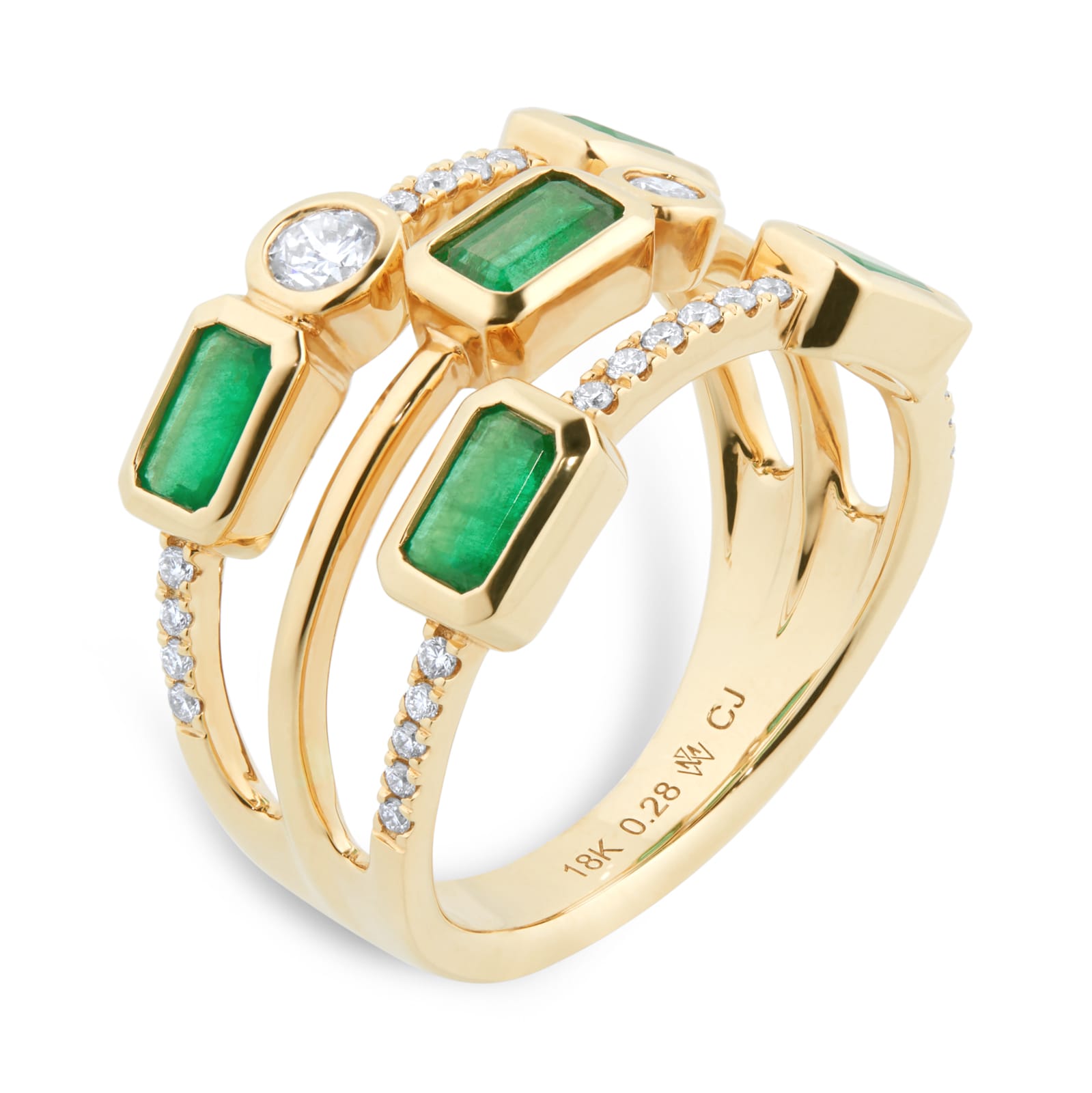 Mappin & Webb Gossamer 18ct Yellow Gold Emerald & 0.28cttw Diamond Ring Mappin & Webb Gossamer 18ct Yellow Gold Emerald & 0.28cttw Diamond Ring