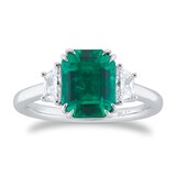 Mappin & Webb Platinum Emerald & 0.40cttw GIA Diamond Ring