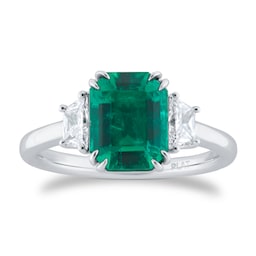 06190065 - Platinum Emerald & 0.40cttw GIA Diamond Ring