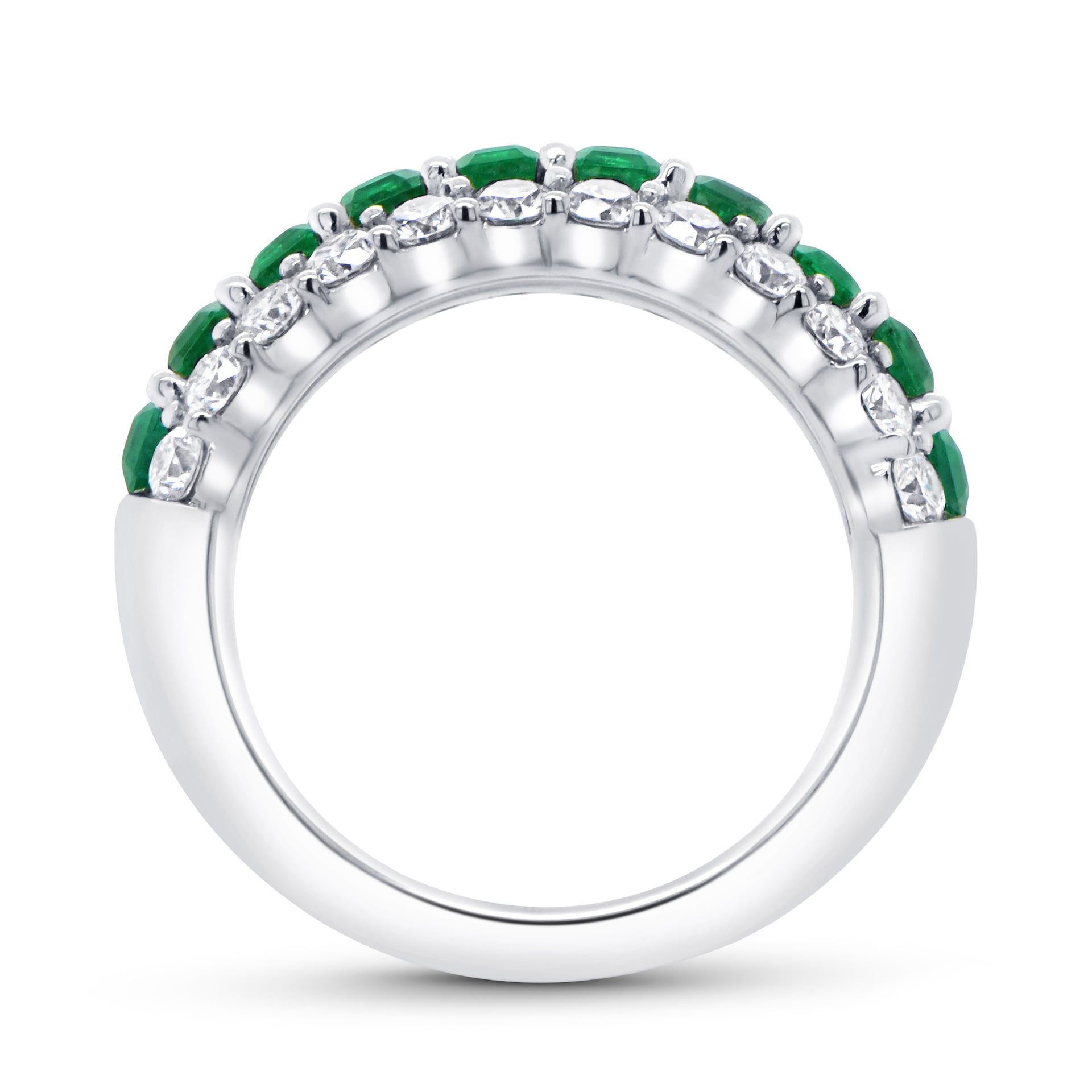 Mappin & Webb 18ct White Gold Emerald & 1.22cttw Diamond Ring