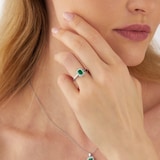 Mappin & Webb Platinum 6mm x 4mm Emerald & 0.14cttw Diamond Halo Ring - Ring Size N