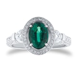 Mappin & Webb Platinum 1.13cttw Diamond & 1.29cttw Oval Cut Emerald Ring - Ring Size M
