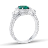 Mappin & Webb Platinum 1.13cttw Diamond & 1.29cttw Oval Cut Emerald Ring - Ring Size M