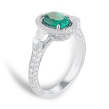 Mappin & Webb Platinum 1.13cttw Diamond & 1.29cttw Oval Cut Emerald Ring - Ring Size M