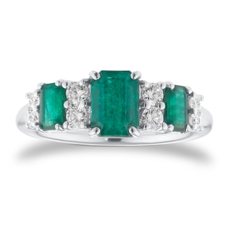 Mappin & Webb 18ct White Gold 0.33cttw Diamond & 1.21cttw Oval Cut Emerald Ring Mappin & Webb 18ct White Gold 0.33cttw Diamond & 1.21cttw Oval Cut Emerald Ring