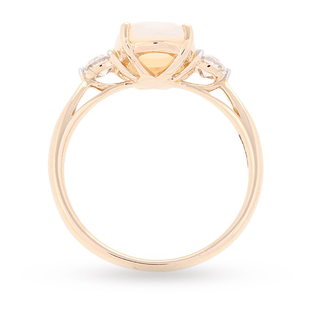 Goldsmiths Opal And Diamond Set Ring In 9 Carat Yellow Gold