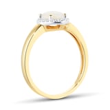 Goldsmiths Oval Cut Opal And Diamond Set Ring In 9 Carat Yellow Gold