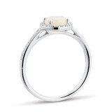 Goldsmiths 9ct White Gold 5.5mm Opal And Diamond 0.15ct Halo Ring
