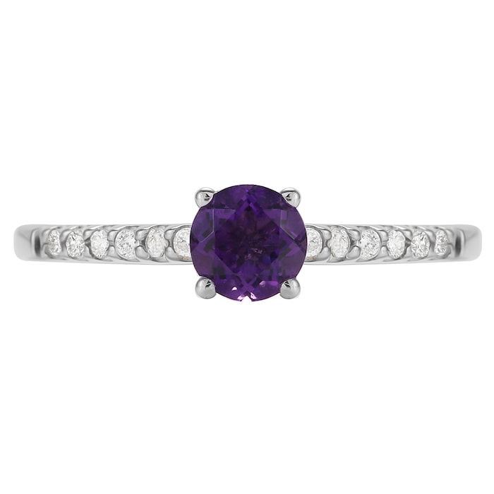 Goldsmiths 9ct White Gold Amethyst & Topaz Ring - Ring Size L