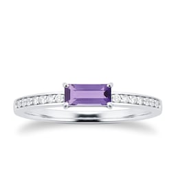 06260094 - 9ct White Gold Amethyst & Diamond Ring