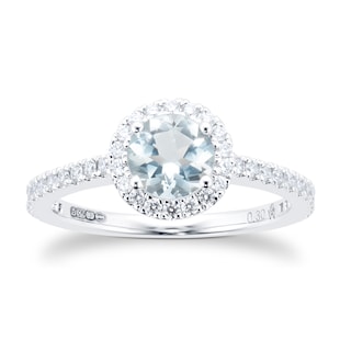 Mappin & Webb Amelia 18ct White Gold Aquamarine & Diamond Ring