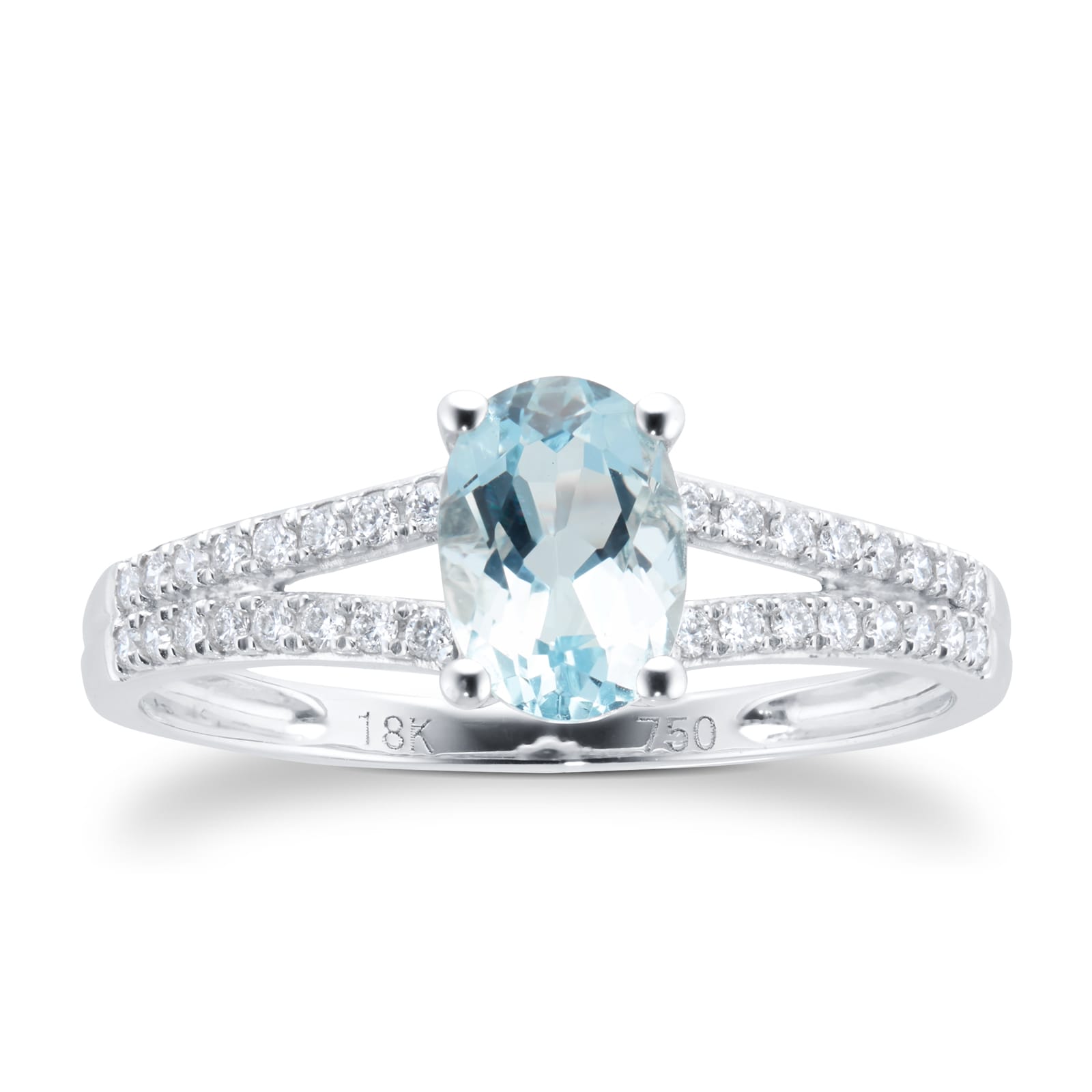 Goldsmiths 18ct White Gold 0.14cttw Diamond & Aquamarine Ring Goldsmiths 18ct White Gold 0.14cttw Diamond & Aquamarine Ring