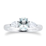 Goldsmiths Platinum 0.36cttw Diamond & Aquamarine Engagement Ring