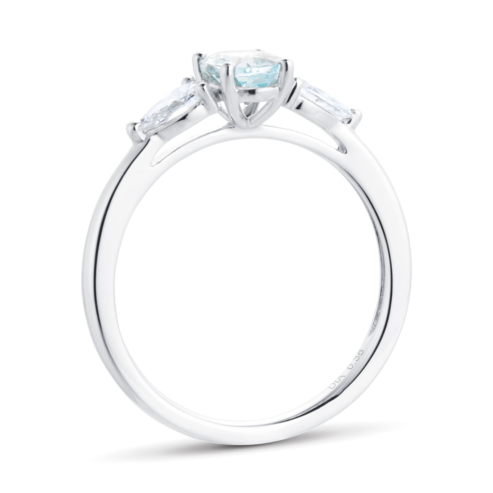 Goldsmiths Platinum 0.36cttw Diamond & Aquamarine Engagement Ring - Ring Size K