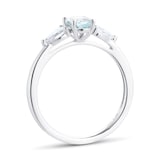 Goldsmiths Platinum 0.36cttw Diamond & Aquamarine Engagement Ring