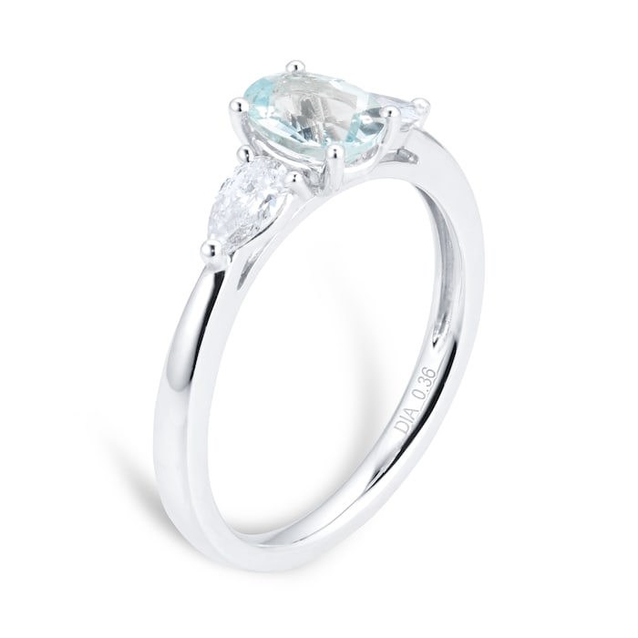 Goldsmiths Platinum 0.36cttw Diamond & Aquamarine Engagement Ring ...