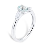 Goldsmiths Platinum 0.36cttw Diamond & Aquamarine Engagement Ring