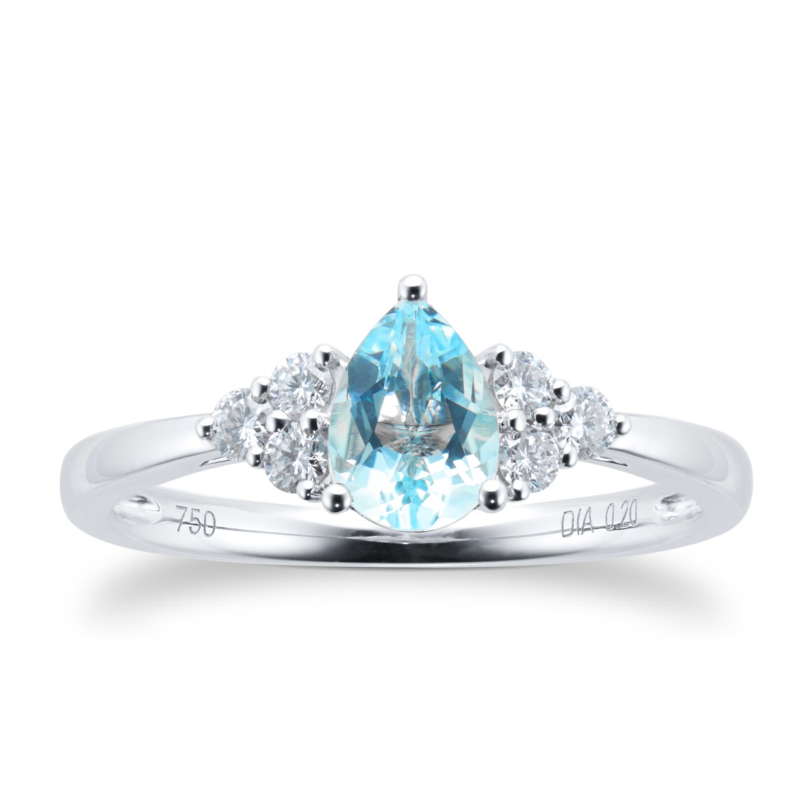 Goldsmiths 18ct White Gold 0.20cttw Diamond & Aquamarine Engagement Ring Goldsmiths 18ct White Gold 0.20cttw Diamond & Aquamarine Engagement Ring