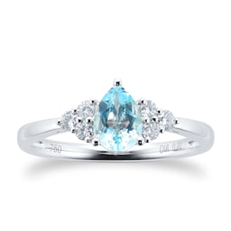 06280066 - 18ct White Gold 0.20cttw Diamond & Aquamarine Engagement Ring