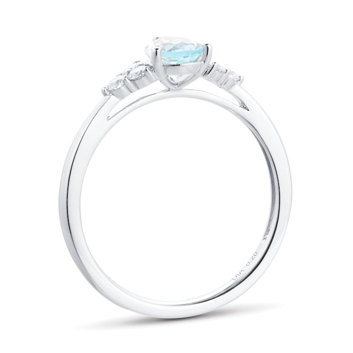 Goldsmiths 18ct White Gold 0.20cttw Diamond & Aquamarine Engagement Ring