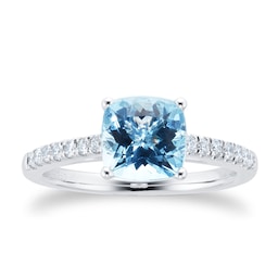 06280068 - Renee Platinum Aquamarine & 0.20cttw Diamond Ring