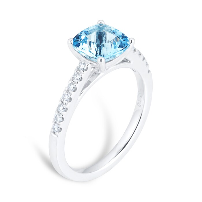 Mappin & Webb Renee 18ct White Gold Aquamarine & 0.20cttw Diamond Ring