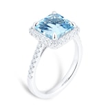 Mappin & Webb Renee Platinum Aquamarine & 0.42cttw Diamond Halo Ring