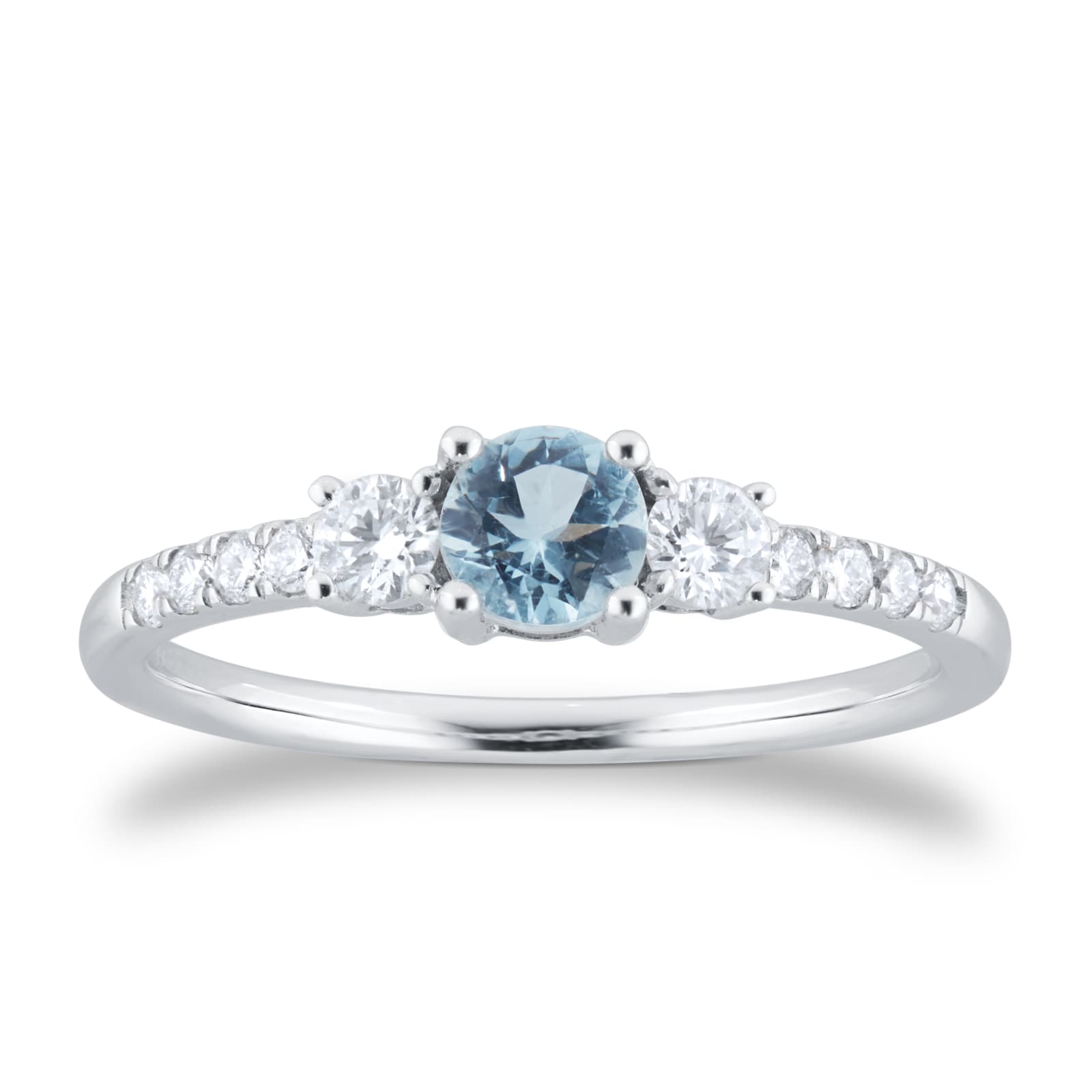 Goldsmiths 18ct White Gold Aquamarine & 0.27ct Diamond Solitaire Ring Goldsmiths 18ct White Gold Aquamarine & 0.27ct Diamond Solitaire Ring