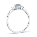 Goldsmiths 18ct White Gold Aquamarine & 0.27ct Diamond Solitaire Ring