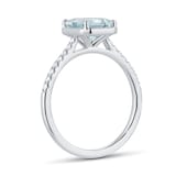 Goldsmiths 18ct White Gold Emerald Cut Aquamarine and 0.10cttw Diamond Ring