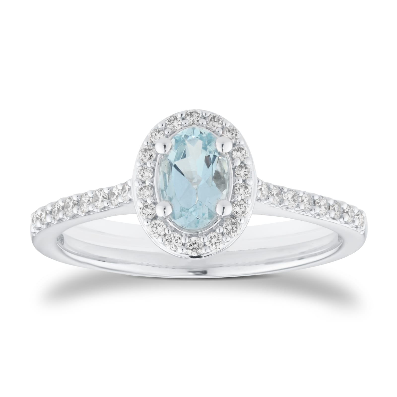 Best Luxury 
18ct White Gold 0.52cttw Oval Aquamarine and 0.20cttw Diamond Halo Ring