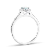 Goldsmiths 18ct White Gold 0.52cttw Oval Aquamarine and 0.20cttw Diamond Halo Ring