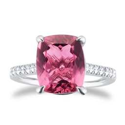 06290012 - Platinum Pink Tourmaline and 0.20cttw Diamond Ring